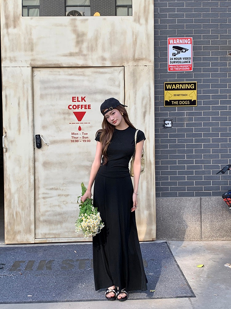 Backless Waist Top + Skirt Set