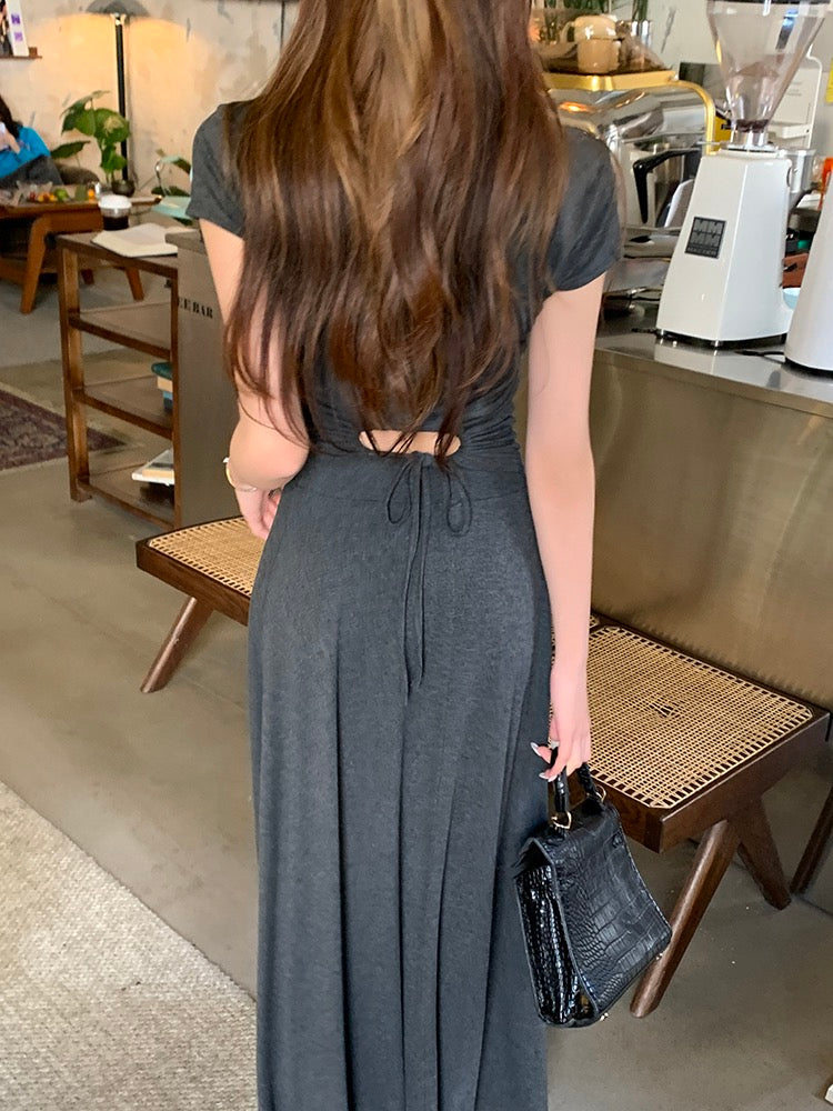 Backless Waist Top + Skirt Set