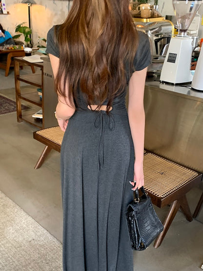 Backless Waist Top + Skirt Set