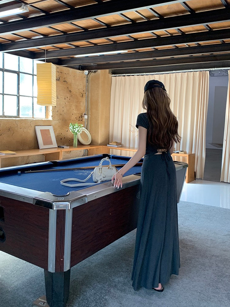 Backless Waist Top + Skirt Set