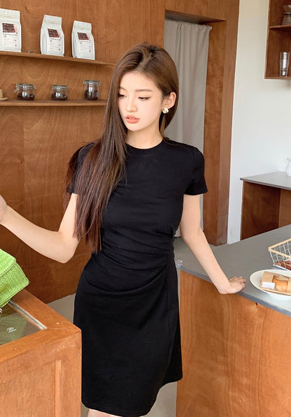 Pleated Waist-Cinching Dress