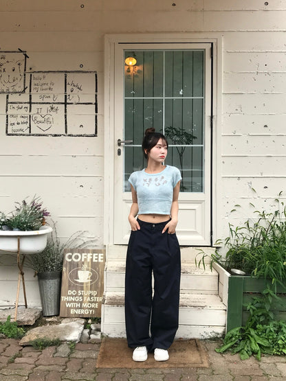 鉤花刺繡針織top