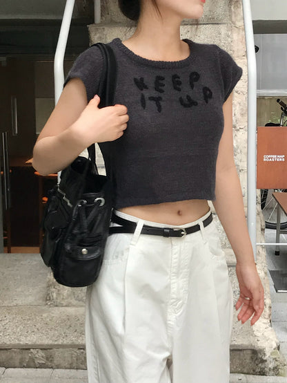 鉤花刺繡針織top