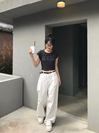 鉤花刺繡針織top