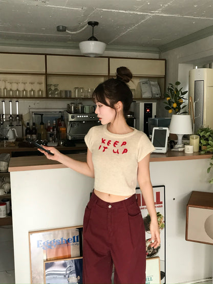 鉤花刺繡針織top