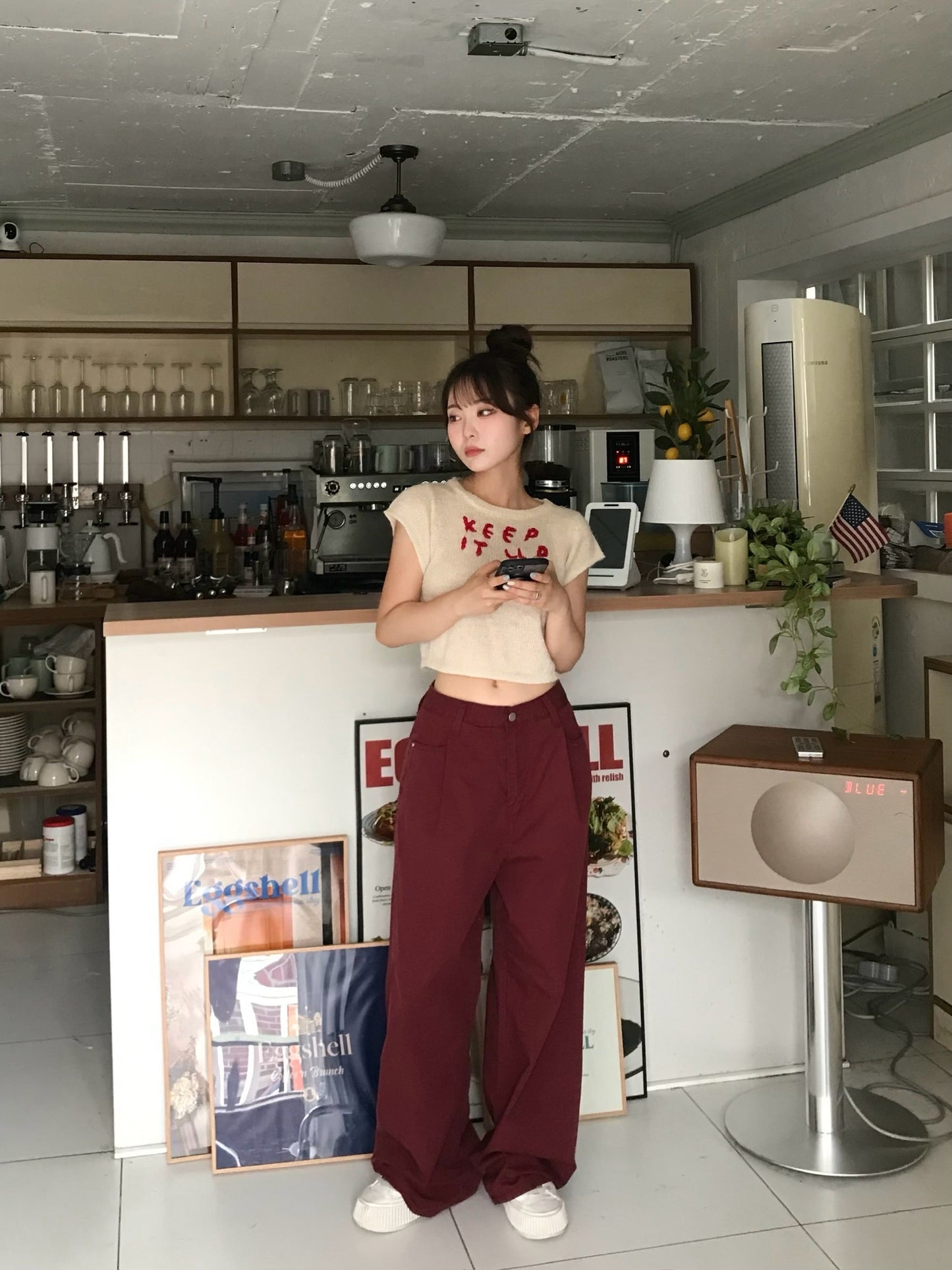 鉤花刺繡針織top