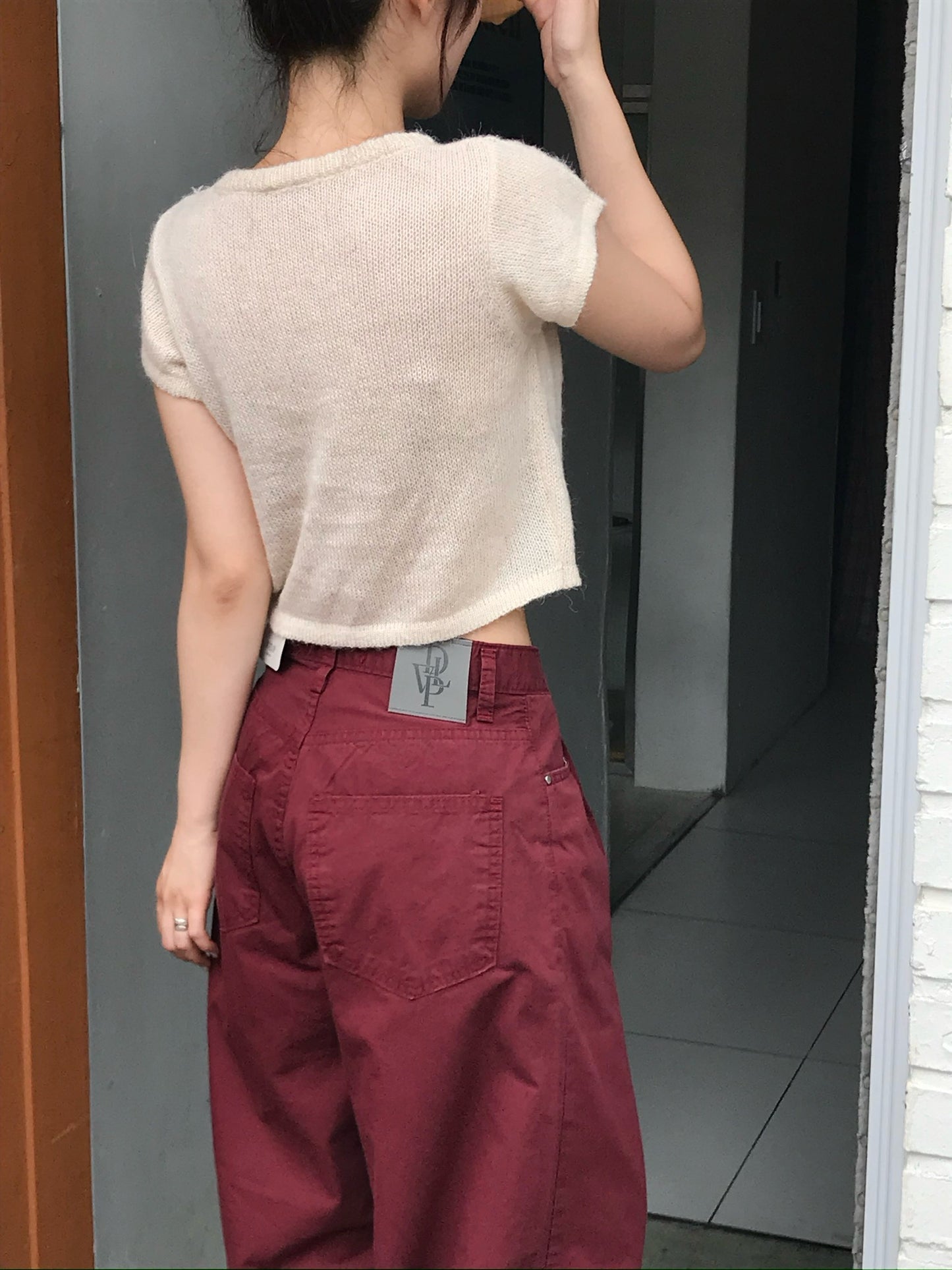 鉤花刺繡針織top