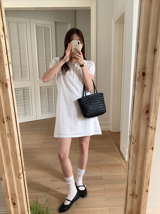 Embroidered Jacquard Peter Pan Collar Dress