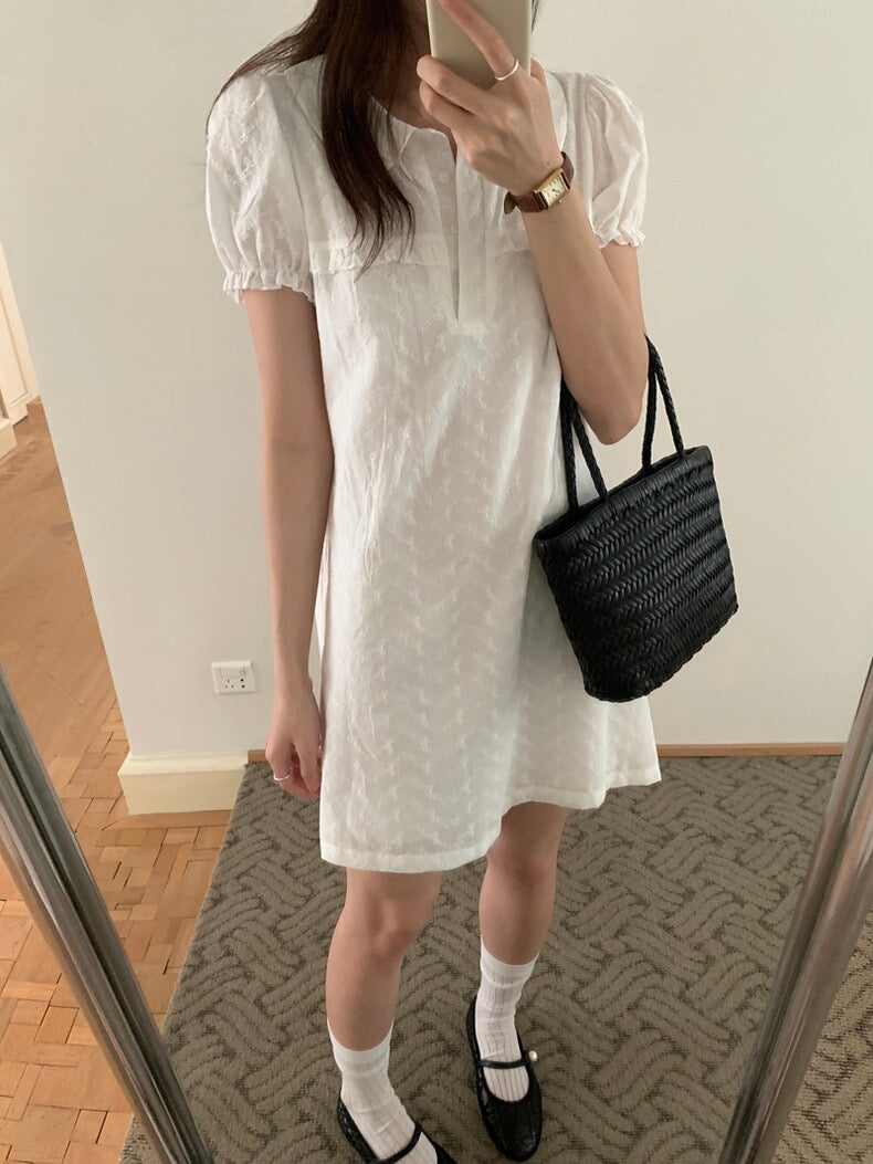 Embroidered Jacquard Peter Pan Collar Dress