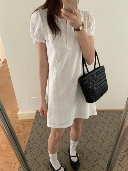 Embroidered Jacquard Peter Pan Collar Dress