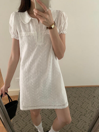 Embroidered Jacquard Peter Pan Collar Dress
