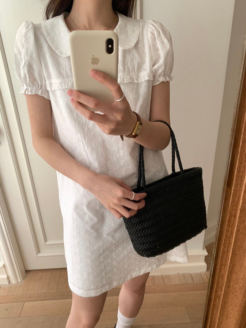 Embroidered Jacquard Peter Pan Collar Dress