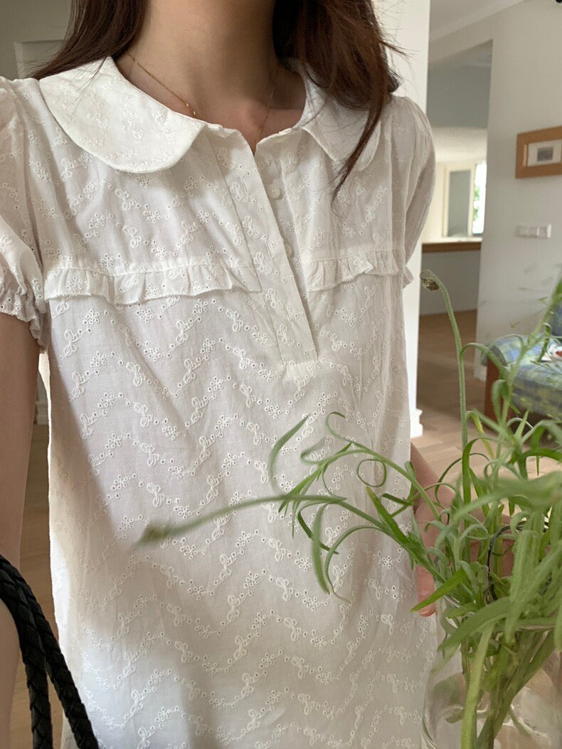 Embroidered Jacquard Peter Pan Collar Dress