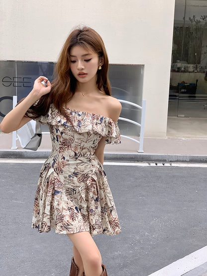 Vintage Off-Shoulder Cinched Waist A-Line Princess Dress