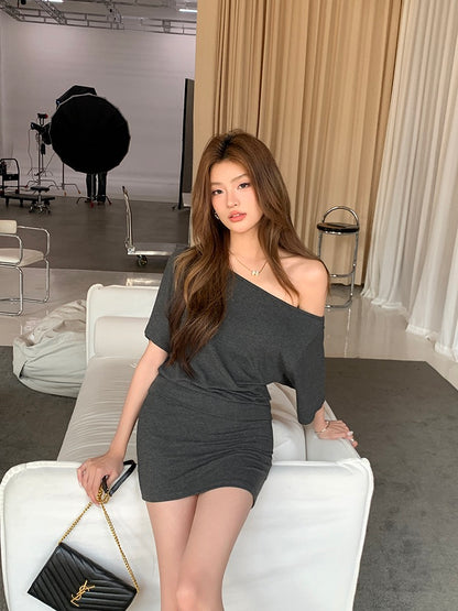 Asymmetrical Off-Shoulder Bodycon Dress