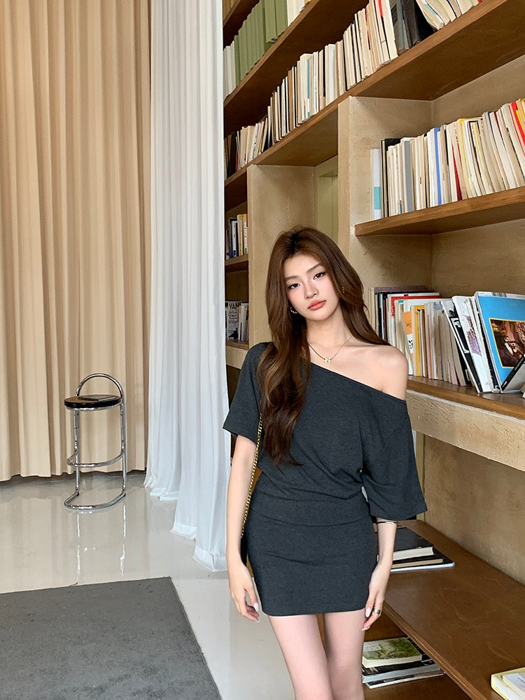 Asymmetrical Off-Shoulder Bodycon Dress