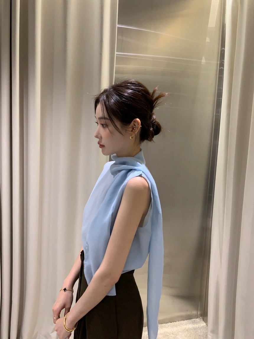 French Ribbon Sleeveless Top