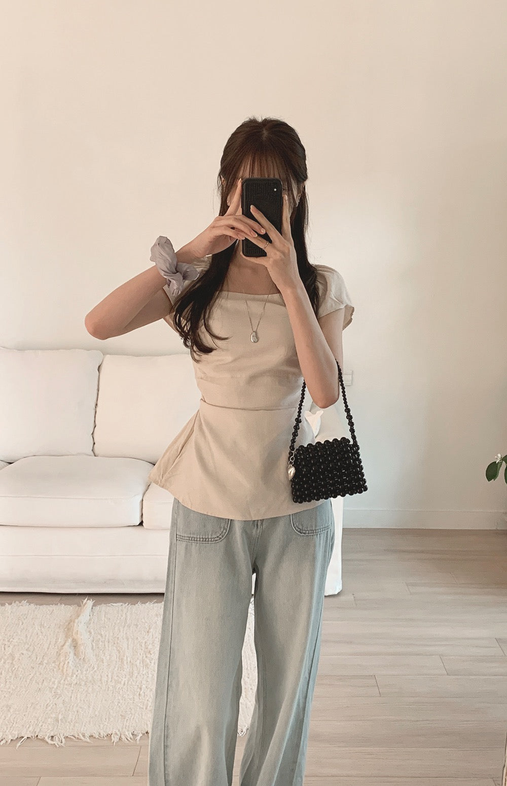 甜美收腰露肩top