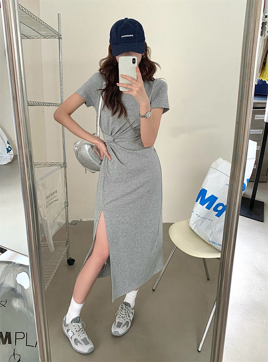 Knot Design Slim Fit Slit Dress
