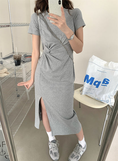 Knot Design Slim Fit Slit Dress