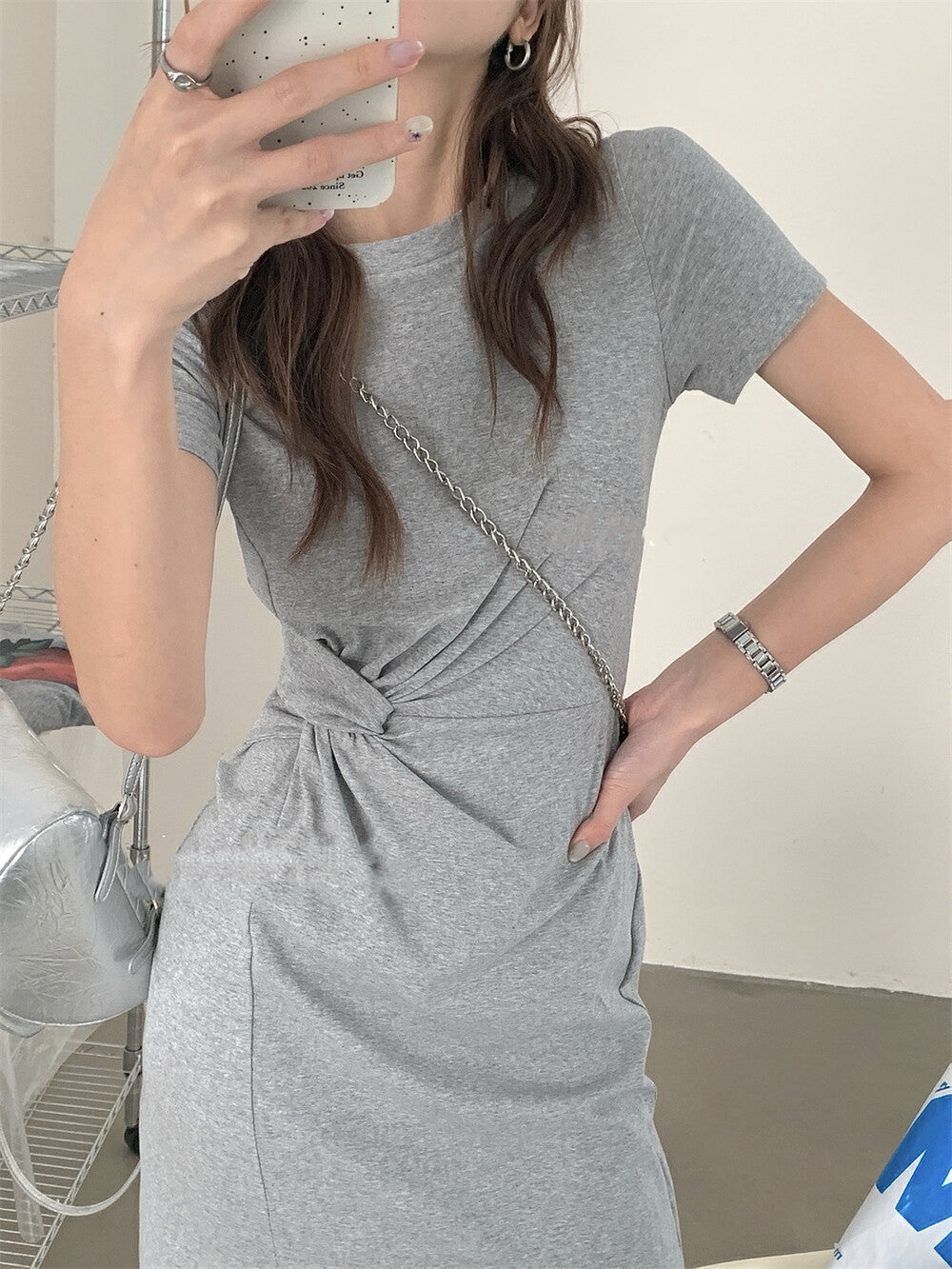 Knot Design Slim Fit Slit Dress
