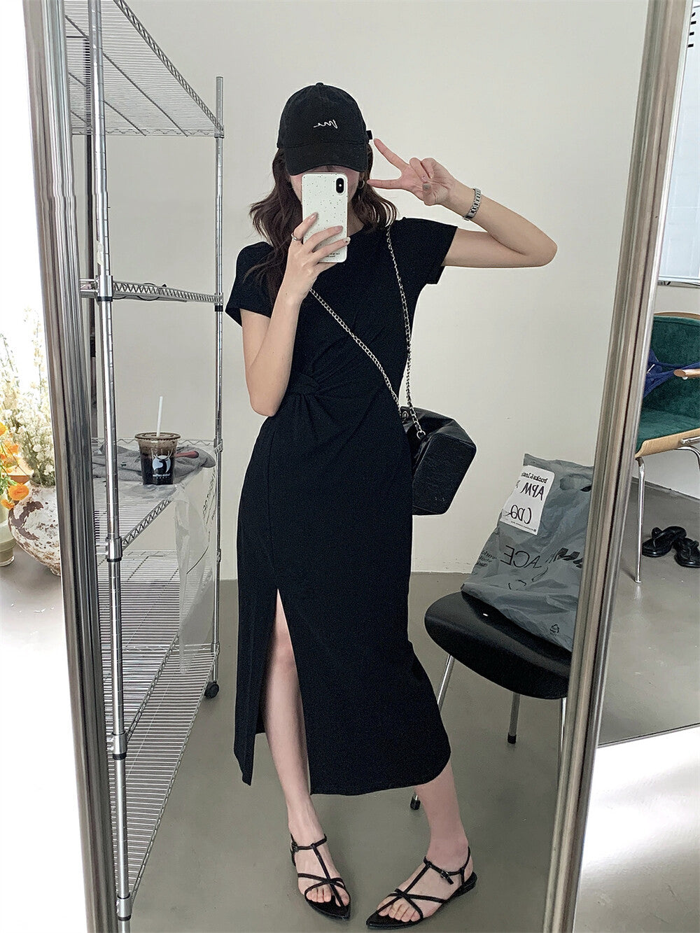 Knot Design Slim Fit Slit Dress