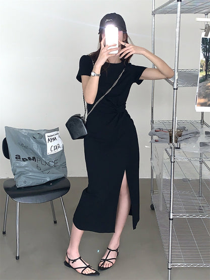 Knot Design Slim Fit Slit Dress