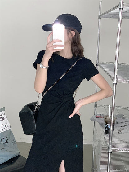 Knot Design Slim Fit Slit Dress