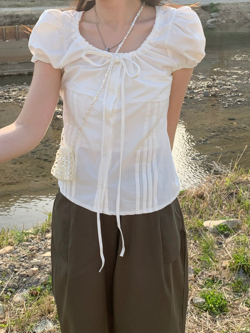 圓領抽繩收腰恤衫