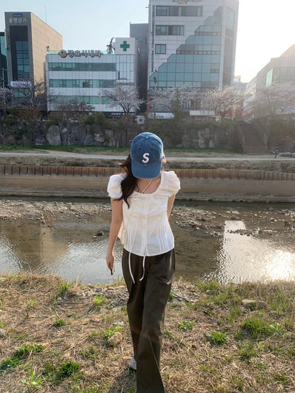 圓領抽繩收腰恤衫