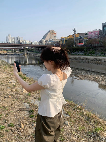 圓領抽繩收腰恤衫