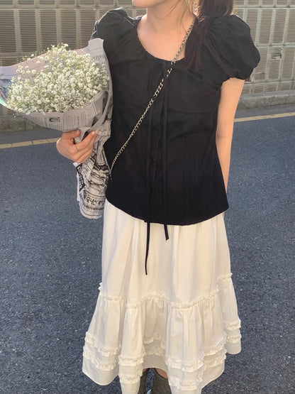 圓領抽繩收腰恤衫