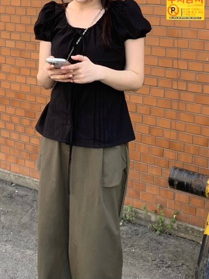 圓領抽繩收腰恤衫