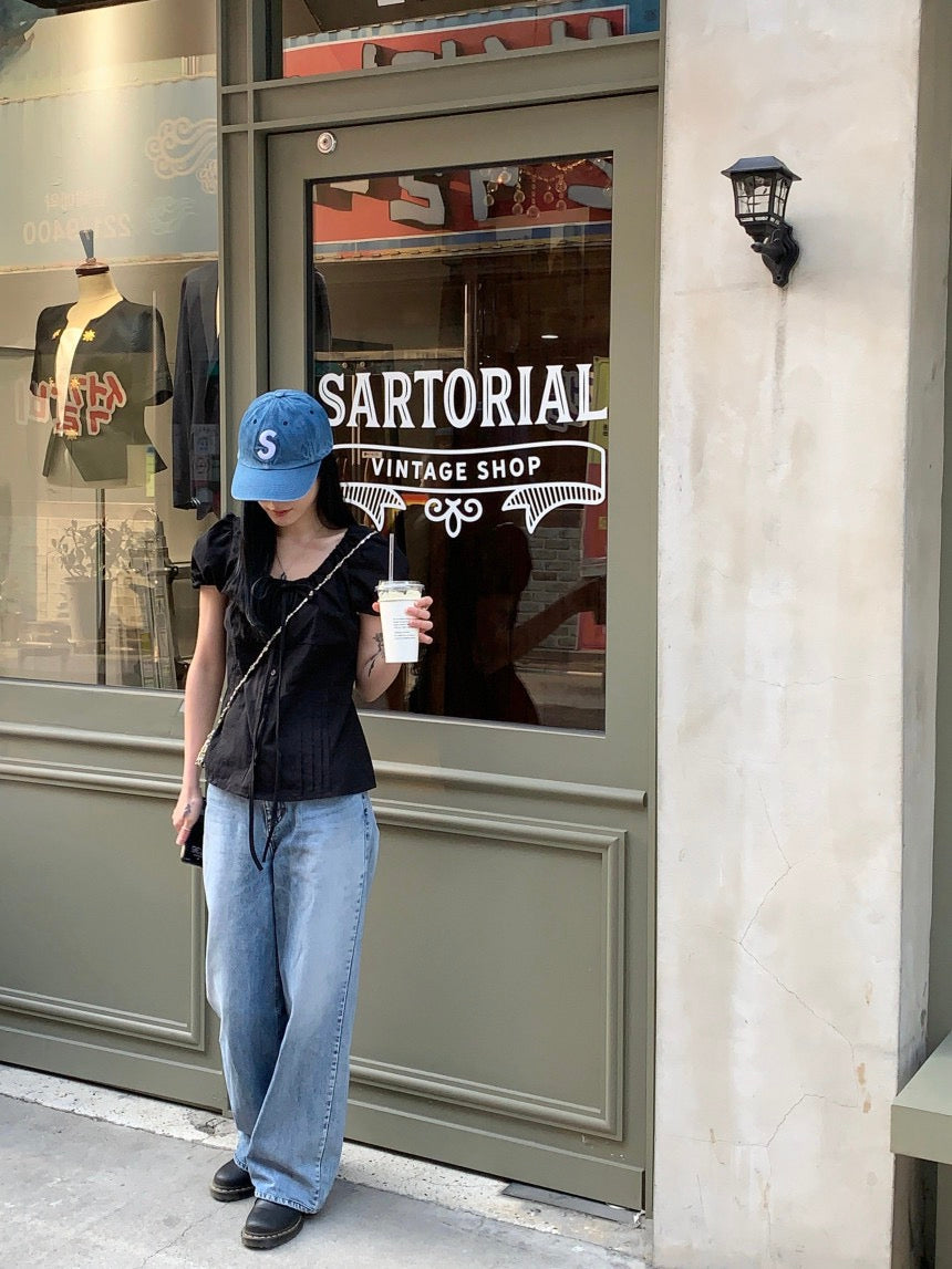 圓領抽繩收腰恤衫