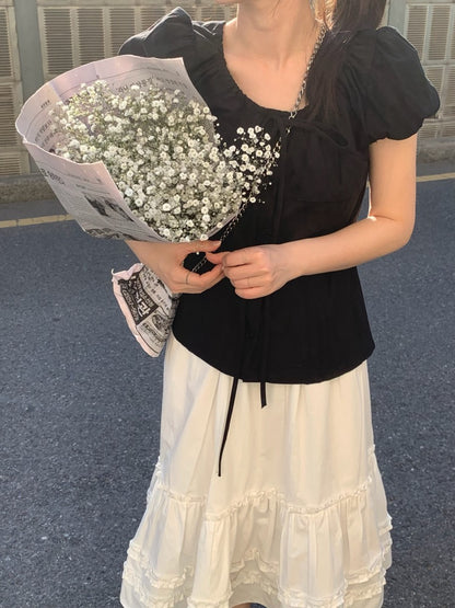 圓領抽繩收腰恤衫