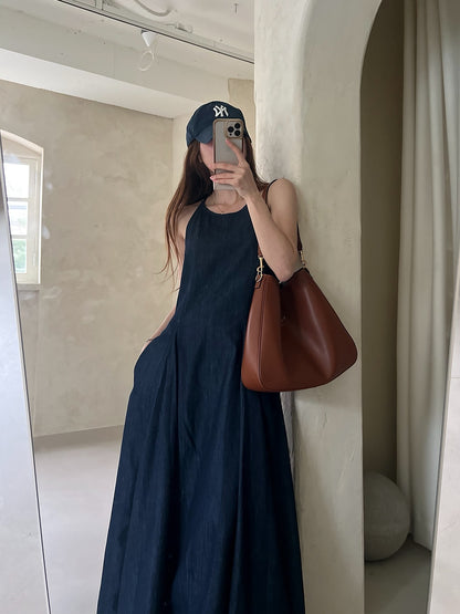 Chic Denim Suspender Dress