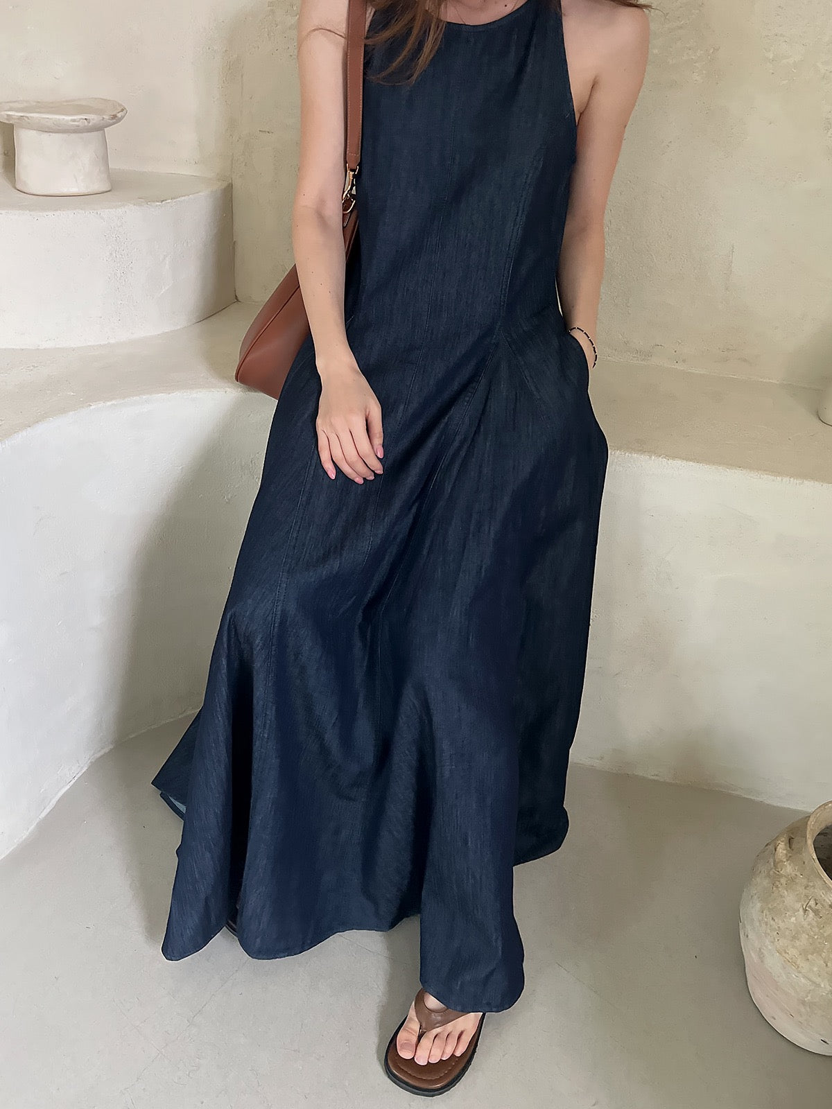 Chic Denim Suspender Dress