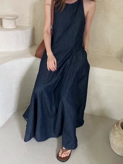 Chic Denim Suspender Dress