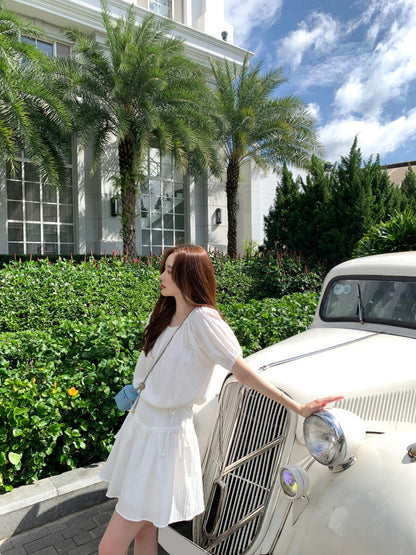 Versatile Lace-up Blouse + High-waisted Spliced Lace Skirt Set