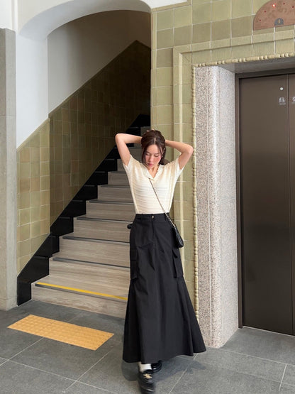 法式連帽鏤空針織top