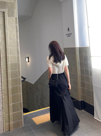 法式連帽鏤空針織top