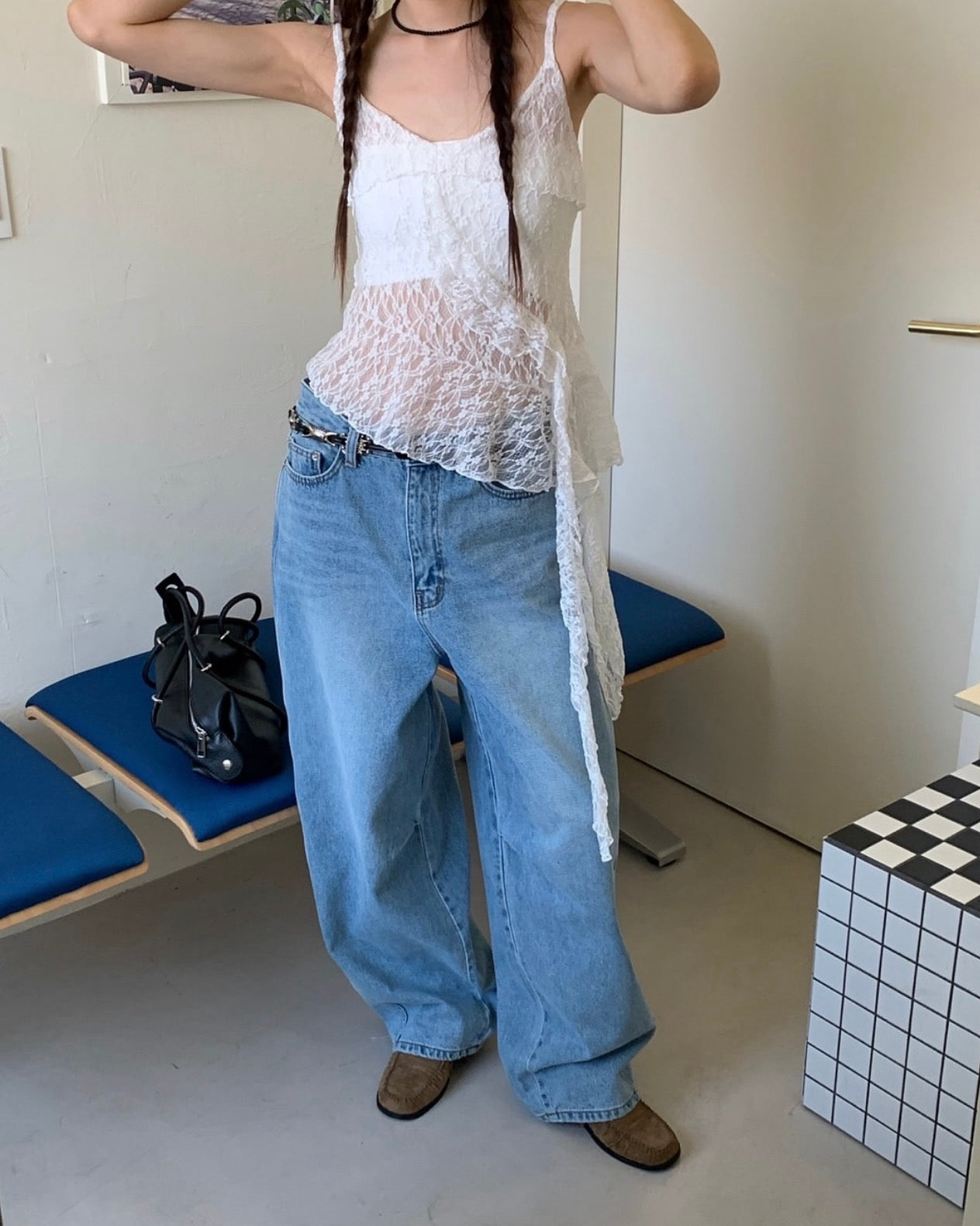 French-style Asymmetrical Lace Layered Camisole