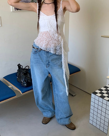 French-style Asymmetrical Lace Layered Camisole