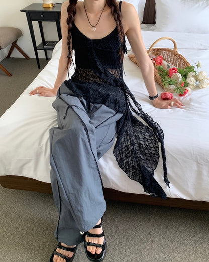 French-style Asymmetrical Lace Layered Camisole