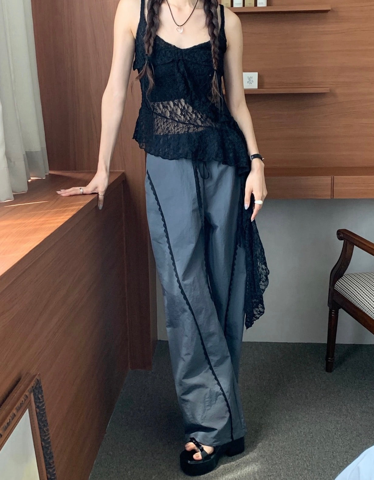 French-style Asymmetrical Lace Layered Camisole