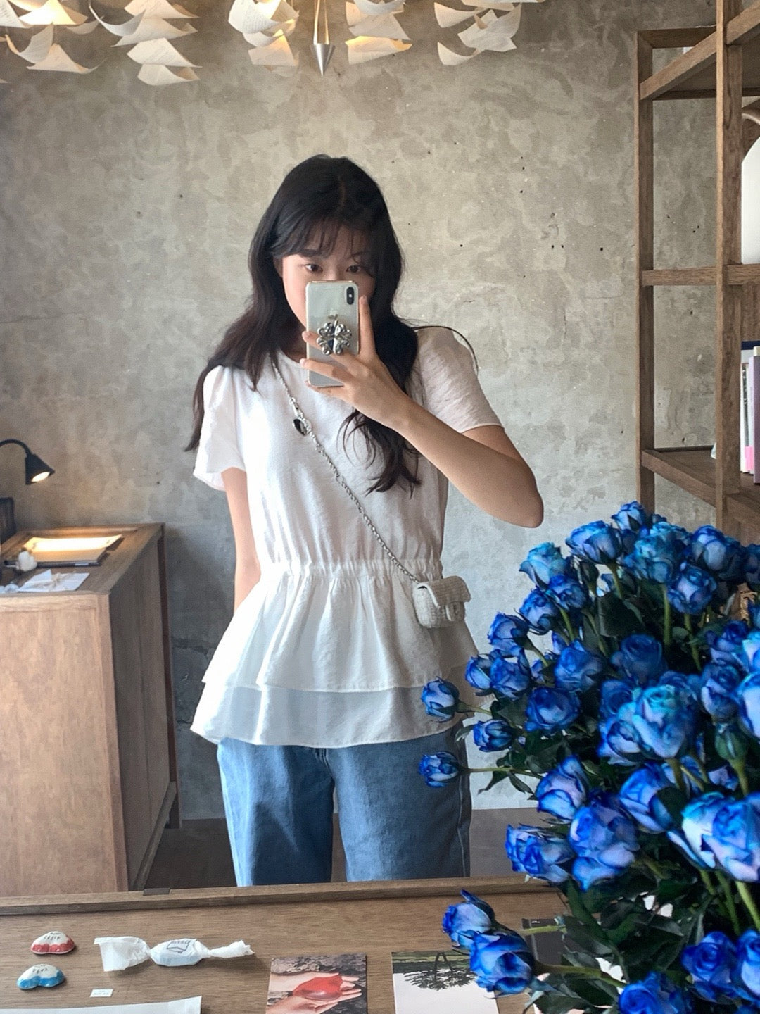 ダブルフリルドローストリングブラウス