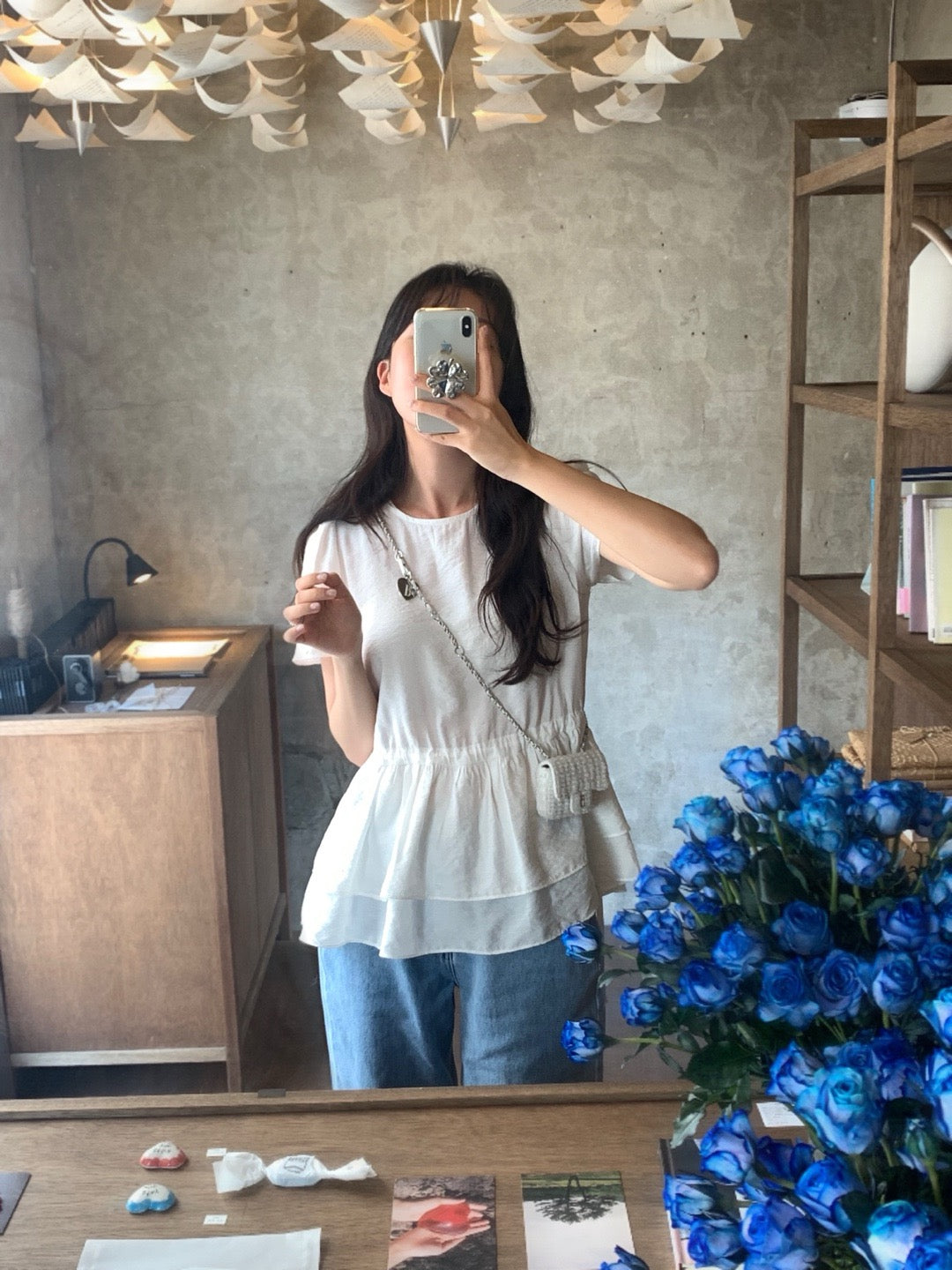 ダブルフリルドローストリングブラウス