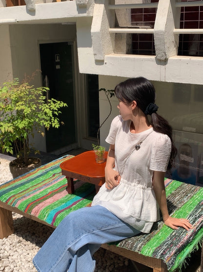 ダブルフリルドローストリングブラウス