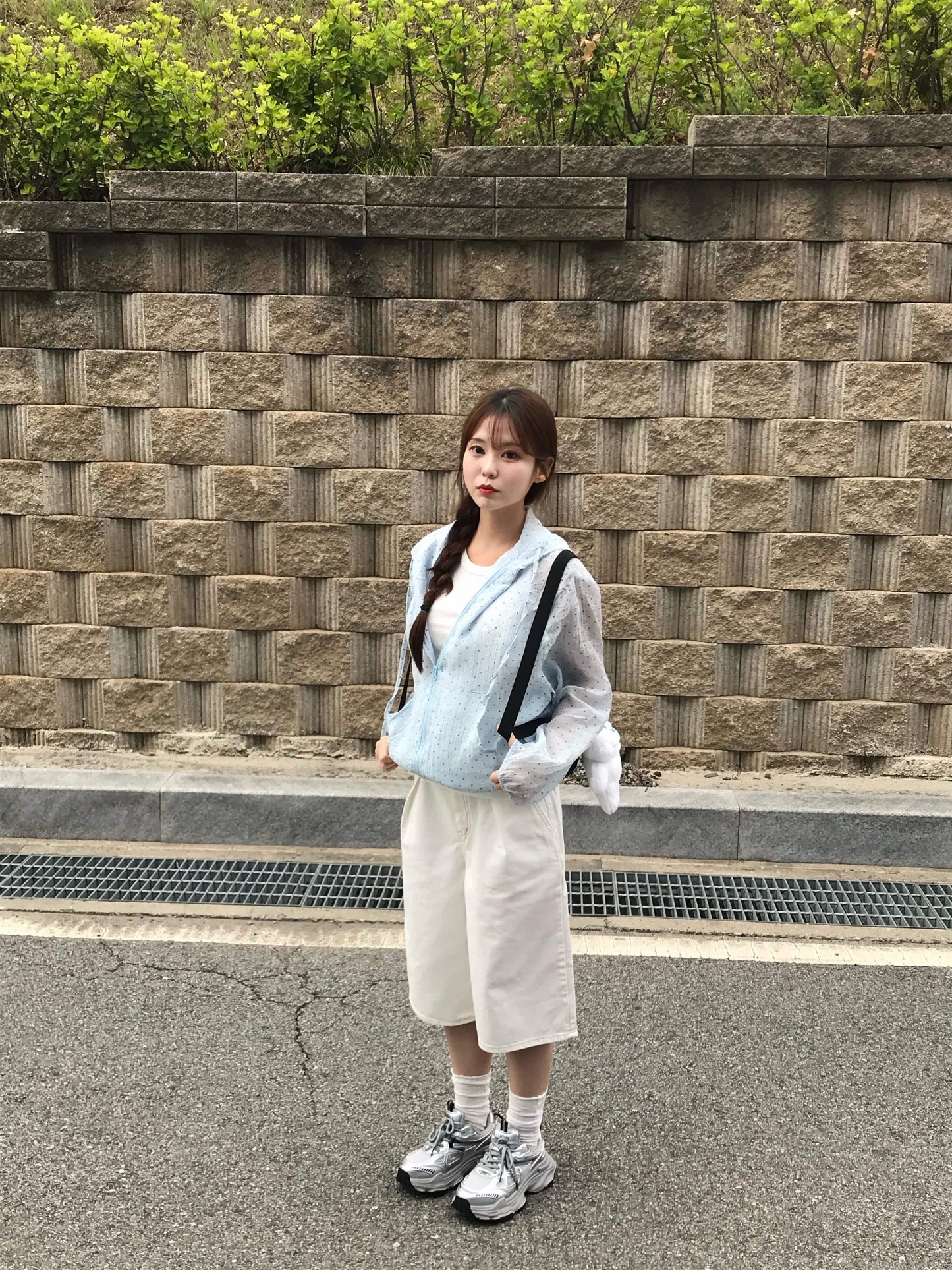 Polka Dot Relaxed Fit Hooded Jacket