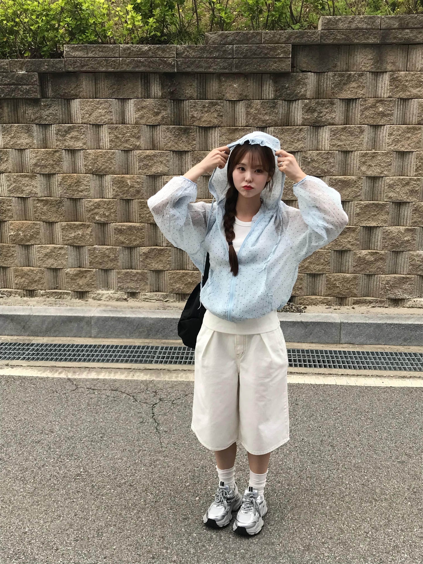 Polka Dot Relaxed Fit Hooded Jacket